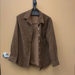 SHEIN Brown Corduroy Button-Up Shirt